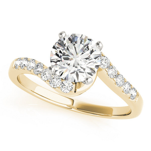 14K Yellow Gold Round Brilliant Diamond Bypass Engagement Ring With Pave Accents (1.20ctw)