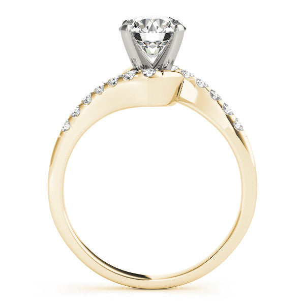 14K Yellow Gold Round Brilliant Diamond Bypass Engagement Ring With Pave Accents (1.20ctw)