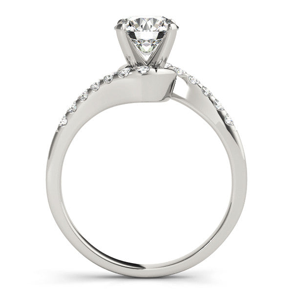 14K White Gold Round Brilliant Diamond Bypass Engagement Ring With Pave Accents (1.20ctw)