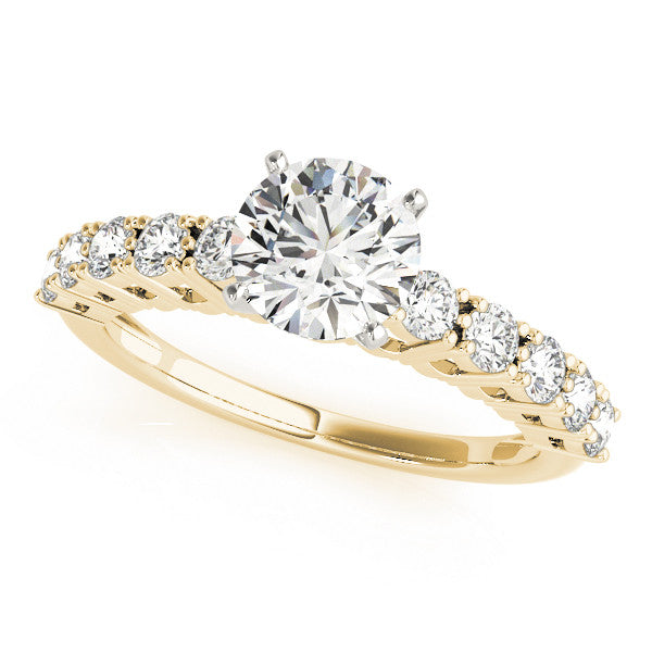 14K Yellow Gold Round Brilliant Diamond Engagement Ring With Basket Pave Accents (1.63ctw)