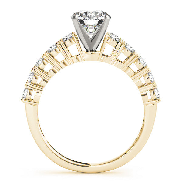 14K Yellow Gold Round Brilliant Diamond Engagement Ring With Basket Pave Accents (1.63ctw)