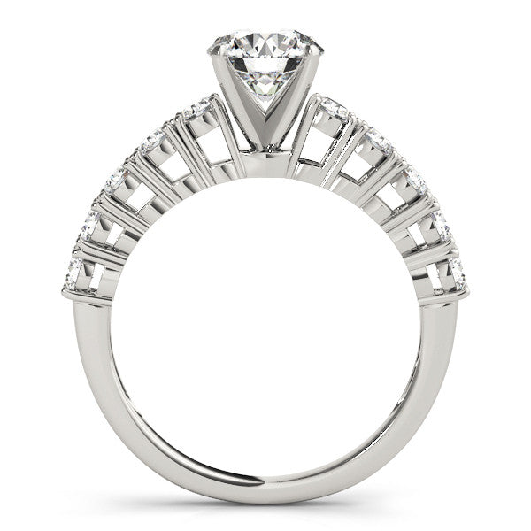 14K White Gold Round Brilliant Diamond Engagement Ring With Basket Pave Accents (1.63ctw)