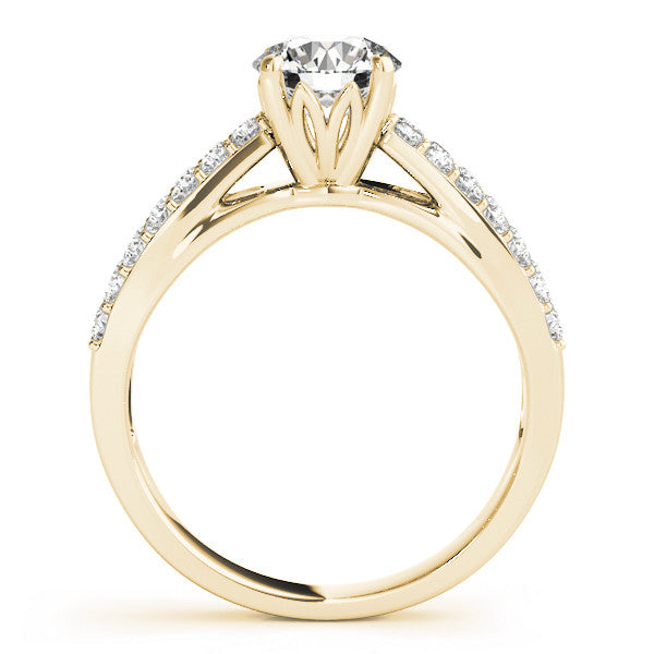 14K Yellow Gold Round Brilliant Diamond Split Shank Engagement Ring With Pave Accents (1.38ctw)