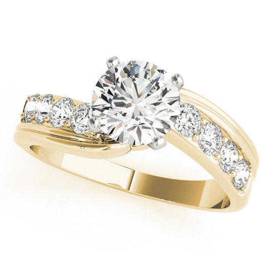 14K Yellow Gold Round Brilliant Diamond Bypass Engagement Ring With Pave Accents (1.33ctw)