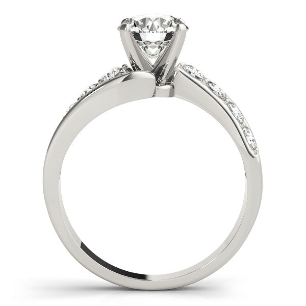 14K White Gold Round Brilliant Diamond Bypass Engagement Ring With Pave Accents (1.33ctw)