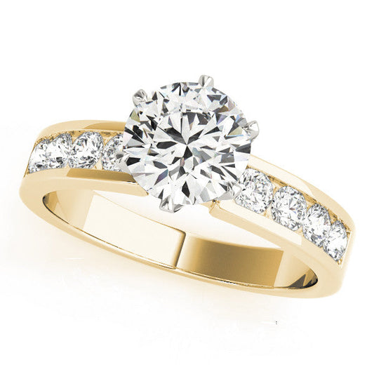 14k Yellow Gold Round Brilliant Diamond Engagement Ring With Channel Set Accents (1.50ctw)