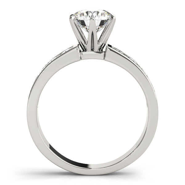 14K White Gold Round Brilliant Diamond Engagement Ring With Channel Set Accents (1.50ctw)