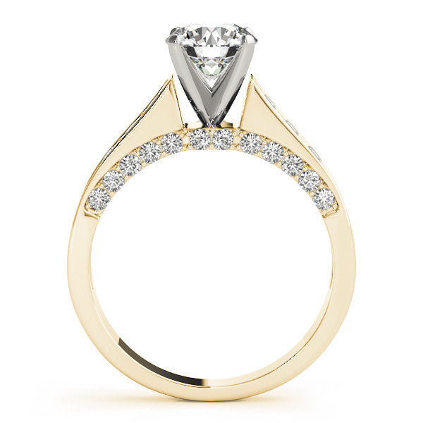 14K Yellow Gold Round Brilliant Diamond Engagement Ring With Pave Accents (1.38ctw)