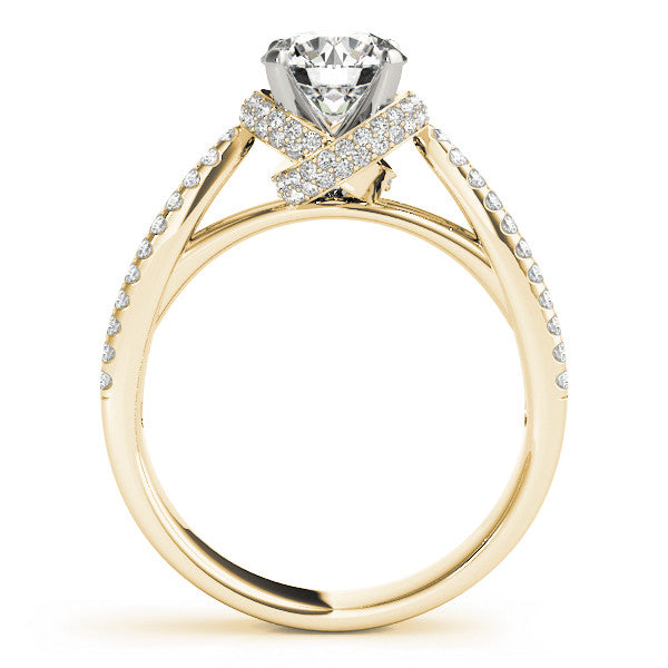 14K Yellow Gold Round Brilliant Diamond Tapered Knot Engagement Ring With Pave Accents (1.50ctw)