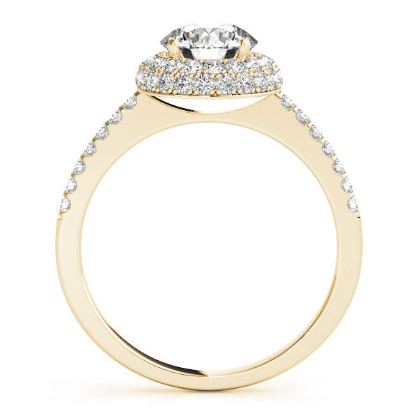 14K Yellow Gold Round Brilliant Diamond Double Halo Engagement Ring With Pave Accents (1.50ctw)