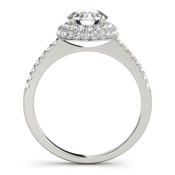 14K White Gold Round Brilliant Diamond Double Halo Engagement Ring With Pave Accents (1.50ctw)