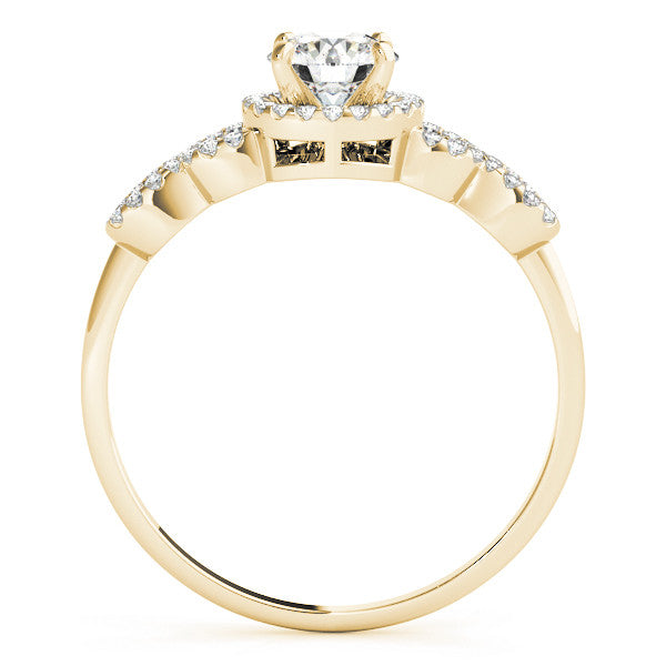 14K Yellow Gold Round Brilliant Diamond Halo Twist Engagement Ring With Pave Accents (1.25ctw)