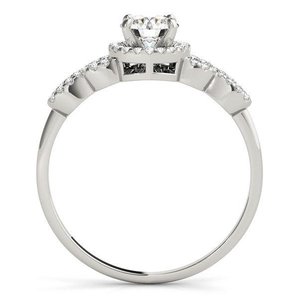 14K White Gold Round Brilliant Diamond Halo Twist Engagement Ring With Pave Accents (1.25ctw)