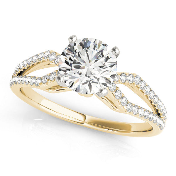 14K Yellow Gold Round Brilliant Diamond Split Shank Engagement Ring With Pave Accents (1.25ctw)