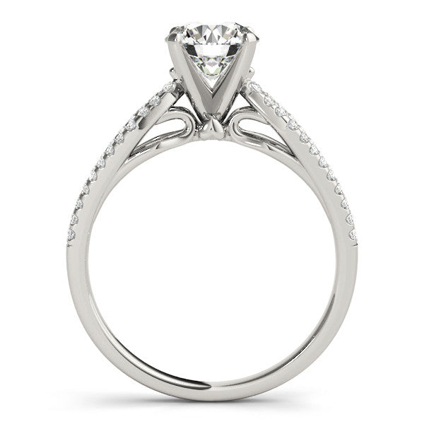 14K White Gold Round Brilliant Diamond Split Shank Engagement Ring With Pave Accents (1.25ctw)