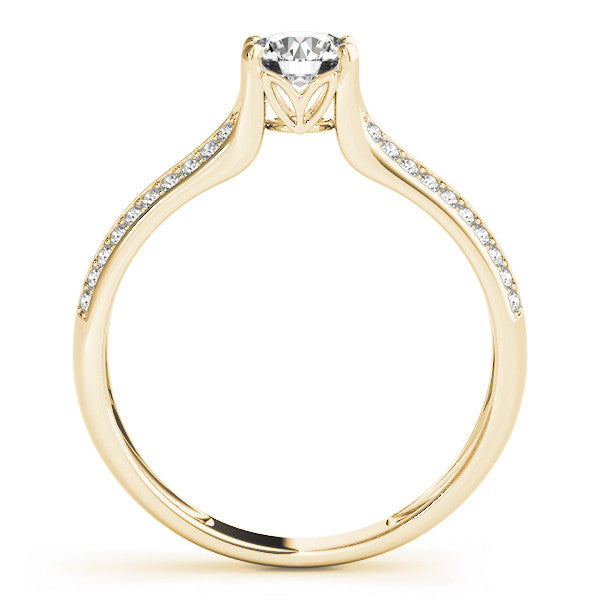 14K Yellow Gold Round Brilliant Diamond Split Shank Engagement Ring With Pave Accents (1.20ctw)