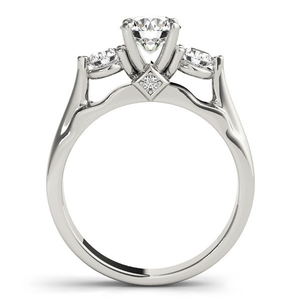 14K White Gold Round Brilliant Diamond Three Stone Engagement Ring (1.38ctw)