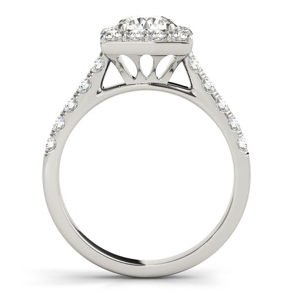 14K White Gold Round Brilliant Diamond Princess Halo Engagement Ring With Pave Accents (1.75ctw)