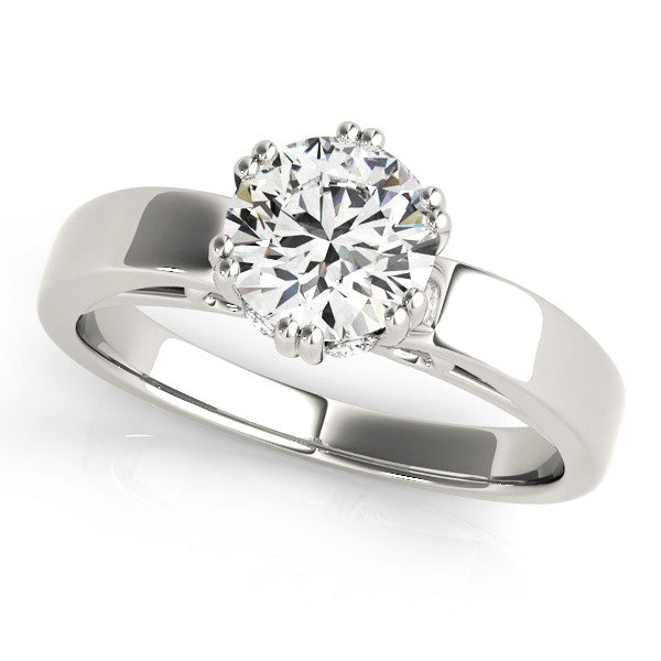 14K White Gold Round Brilliant Diamond Solitaire Engagement Ring (1ct)