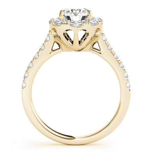 14K Yellow Gold Round Brilliant Diamond Oval Halo Engagement Ring With Pave Accents (1.88ctw)