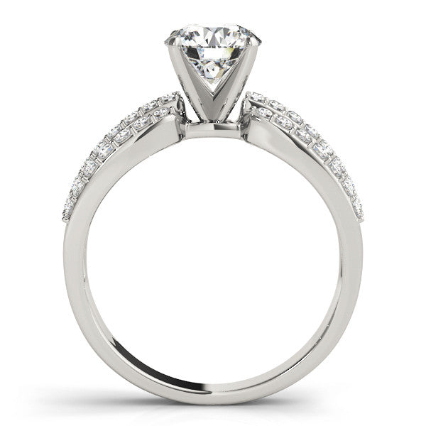 14K White Gold Round Brilliant Diamond Multi-Row Engagement Ring With Pave Accents (1.38ctw)