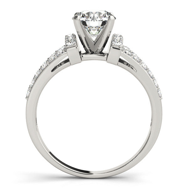 14K White Gold Round Brilliant Diamond Split Shank Engagement Ring With Pave Accents (1.33ctw)