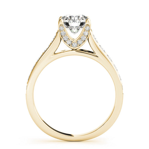 14K Yellow Gold Round Brilliant Diamond Engagement Ring With Pave Accents (1.33ctw)