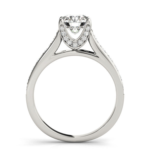 14K White Gold Round Brilliant Diamond Engagement Ring With Pave Accents (1.33ctw)