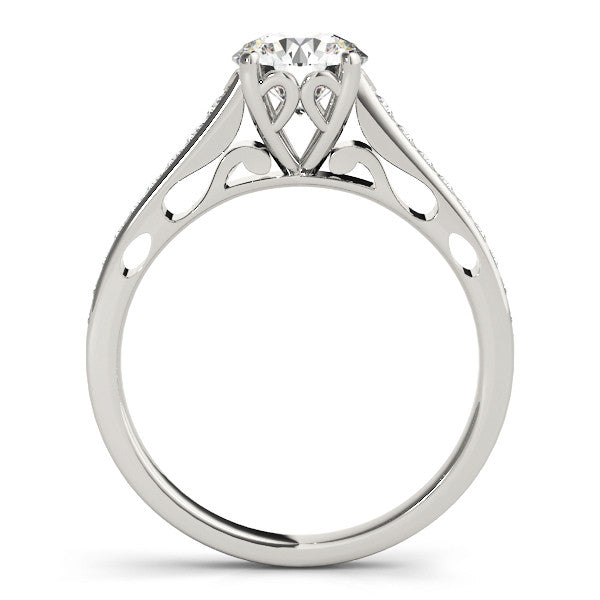 14K White Gold Round Brilliant Diamond Engagement Ring With Pave Accents (1.20ctw)