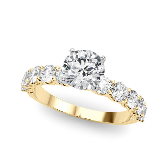 14K Yellow Gold Lab-Grown Round Brilliant Diamond Vintage Inspired Engagement Ring