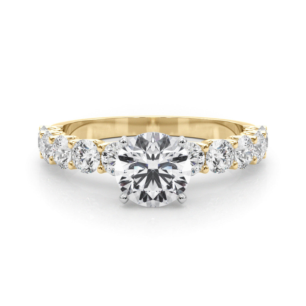 14K Yellow Gold Lab-Grown Round Brilliant Diamond Vintage Inspired Engagement Ring