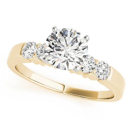 14K Yellow Gold Round Brilliant Diamond Engagement Ring With Pave Accents (1.38ctw)