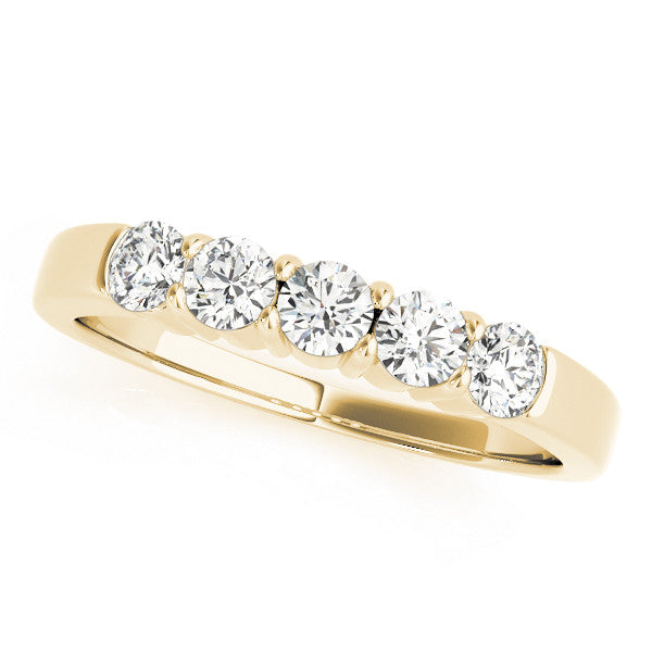 14K Yellow Gold Round Brilliant Diamond 5 Stone  Wedding Ring (.33ctw) 