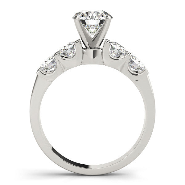 14K White Gold Round Brilliant Diamond Engagement Ring With Pave Accents (1.38ctw)