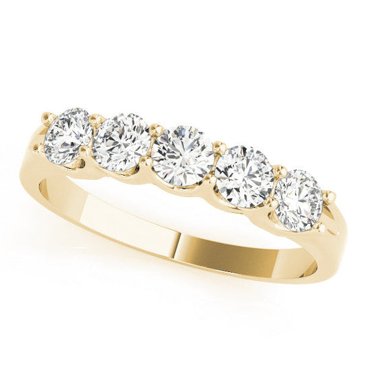 14K Yellow Gold Round Brilliant Diamond 5 Stone Wedding Ring (.50ctw)