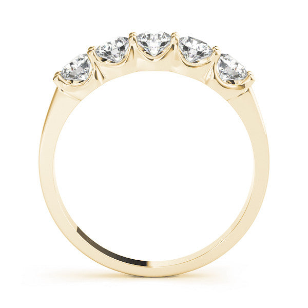 14K Yellow Gold Round Brilliant Diamond 5 Stone Wedding Ring (.50ctw)