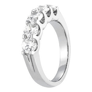 14K White Gold Round Brilliant Diamond 5 Stone Wedding Ring (.50ctw)