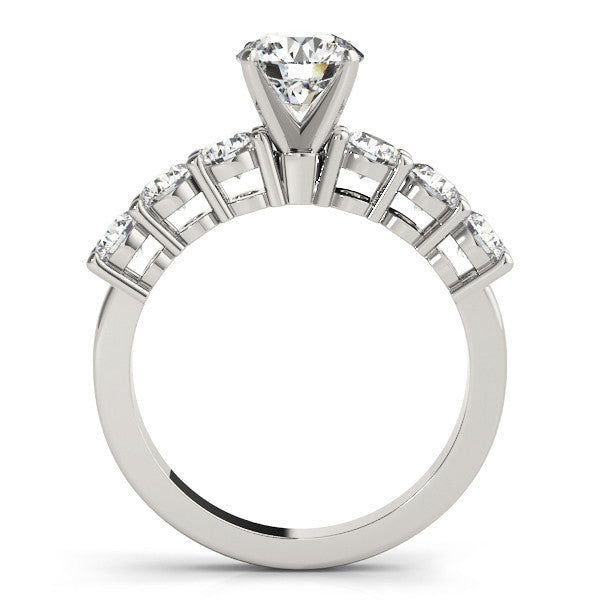 14K White Gold Round Brilliant Diamond Engagement Ring With Basket Pave Accents (1.63ctw)