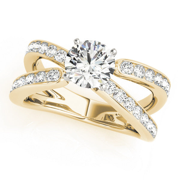 14K Yellow Gold Round Brilliant Diamond Split Shank Engagement Ring With Channel Set Accents (1.88ctw)