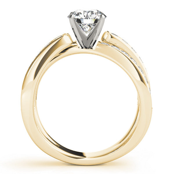 14K Yellow Gold Round Brilliant Diamond Split Shank Engagement Ring With Channel Set Accents (1.88ctw)