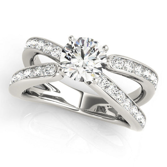 14K White Gold Round Brilliant Diamond Split Shank Engagement Ring With Channel Set Accents (1.88ctw)