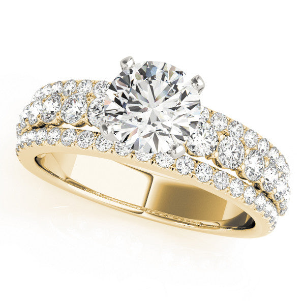 14K Yellow Gold Round Brilliant Diamond Multi-Row Engagement Ring With Pave Accents (1.88ctw)