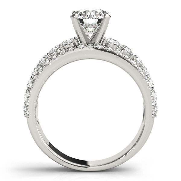 14K White Gold Round Brilliant Diamond Multi-Row Engagement Ring With Pave Accents (1.88ctw)