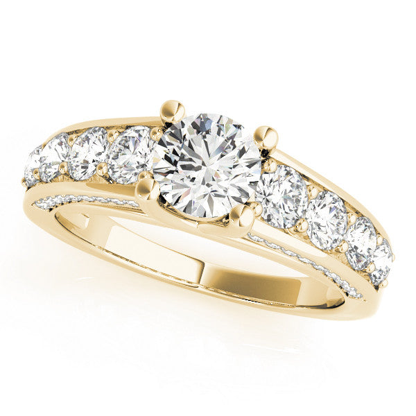 14K Yellow Gold Round Brilliant Diamond Engagement Ring With Channel Set Accents (2.33ctw)