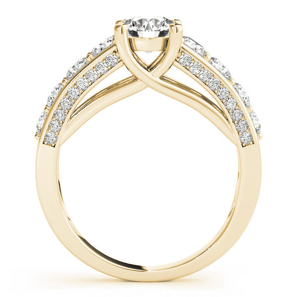 14K Yellow Gold Round Brilliant Diamond Engagement Ring With Channel Set Accents (2.33ctw)