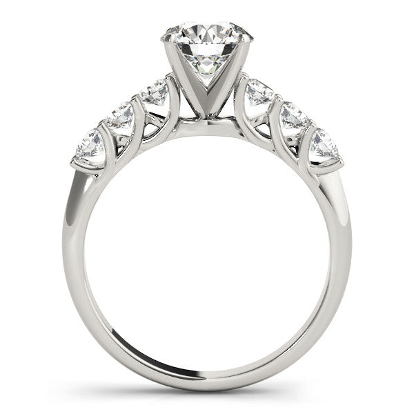 14K White Gold Round Brilliant Diamond Engagement Ring With Pave Accents (1.50ctw)