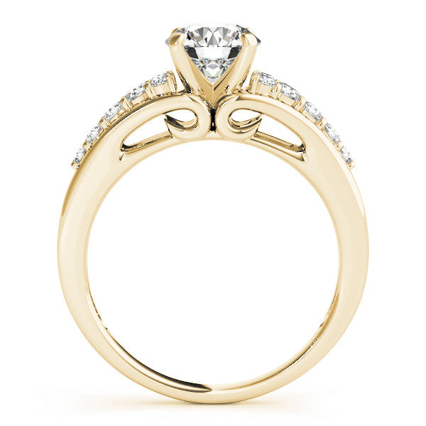 14K Yellow Gold Round Brilliant Diamond Split Shank Engagement Ring With Pave Accents (1.33ctw)