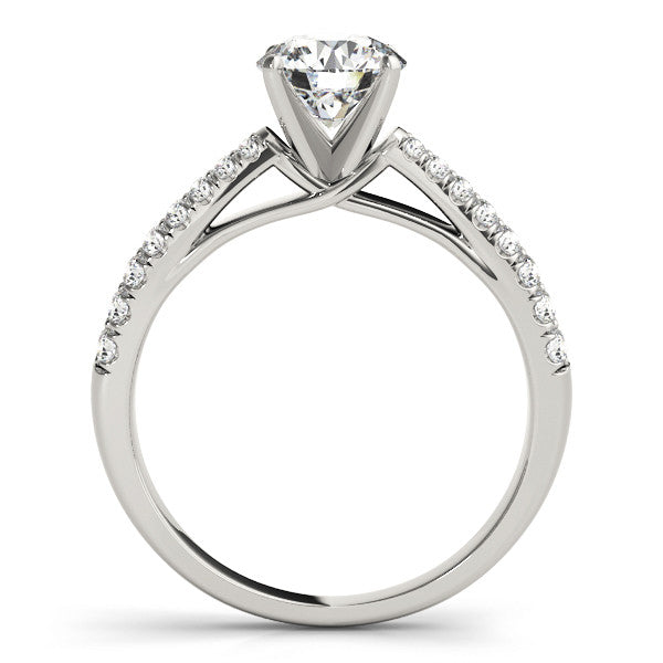 14K White Gold Round Brilliant Diamond Trellis Engagement Ring With Pave Accents (1.33ctw)