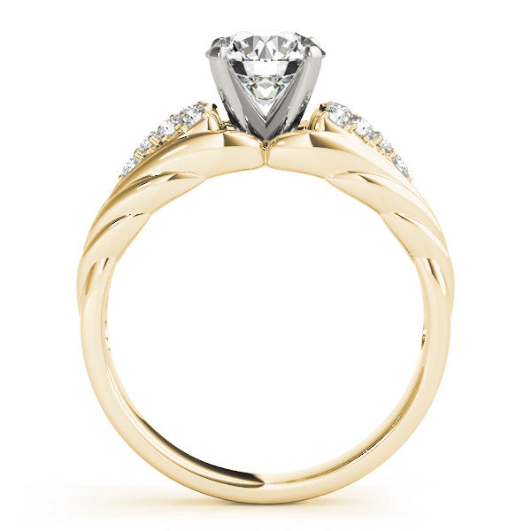 14K Yellow Gold Round Brilliant Diamond Engagement Ring With Cluster Side Accents (1.25ctw)