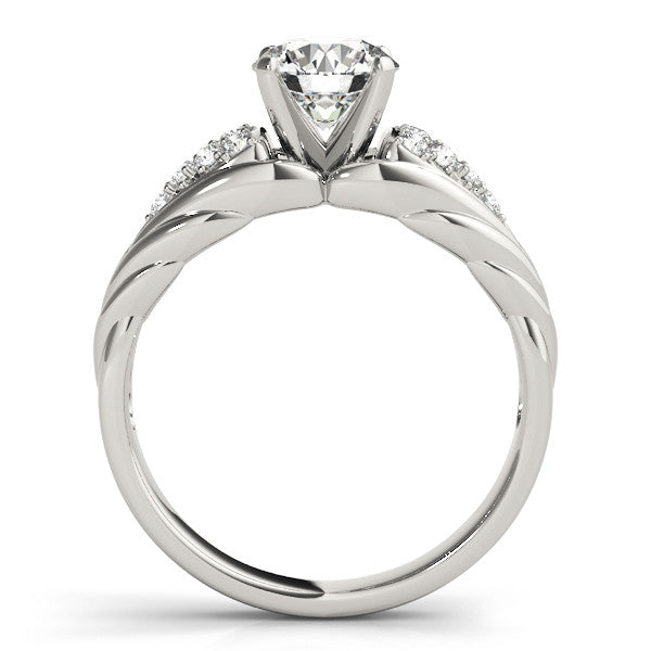 14K White Gold Round Brilliant Diamond Engagement Ring With Cluster Side Accents (1.25ctw)